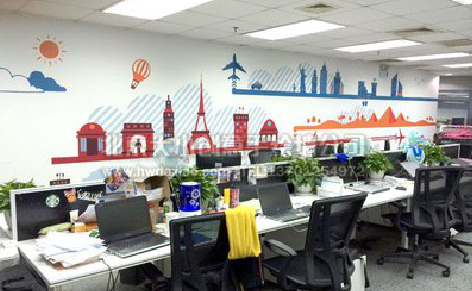 建德教你设计办公室墙绘的方法。